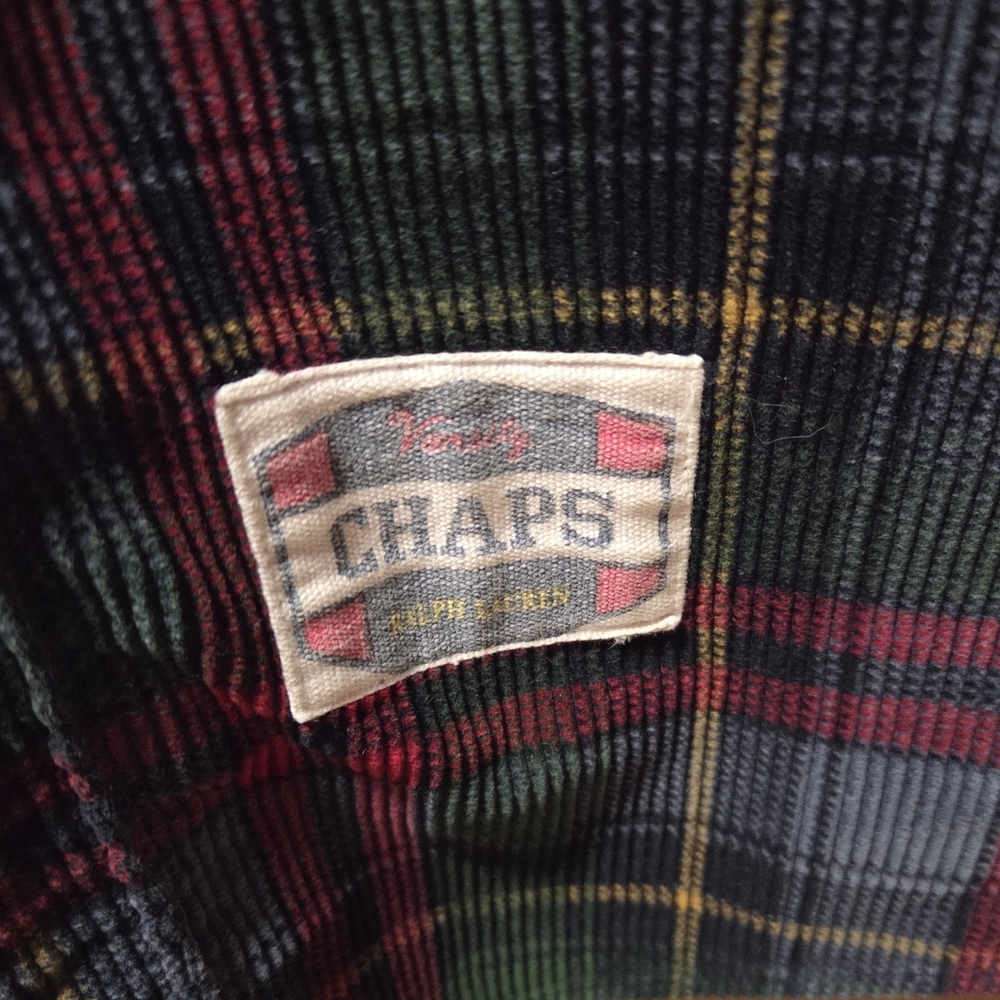 Y2K Ralph Lauren CHAPS Vintage Corduroy Plaid Shirt Size Large - Picture 4 of 6